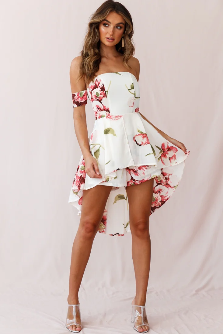 Jessa High-low Summer Brunch Romper Off White - Sonourner