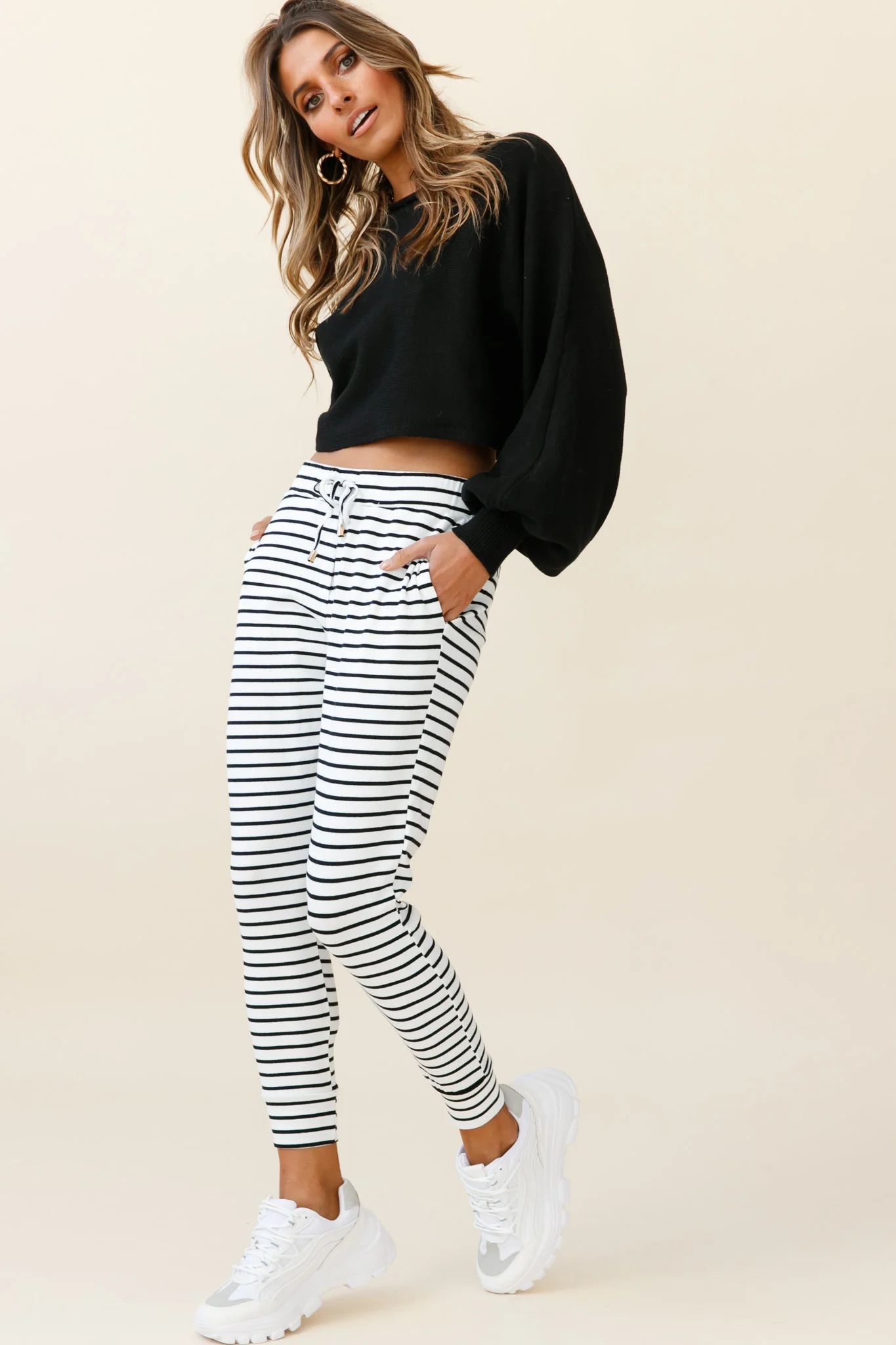 Jameson Pocket Jogger Pants Striped Black - Sonourner