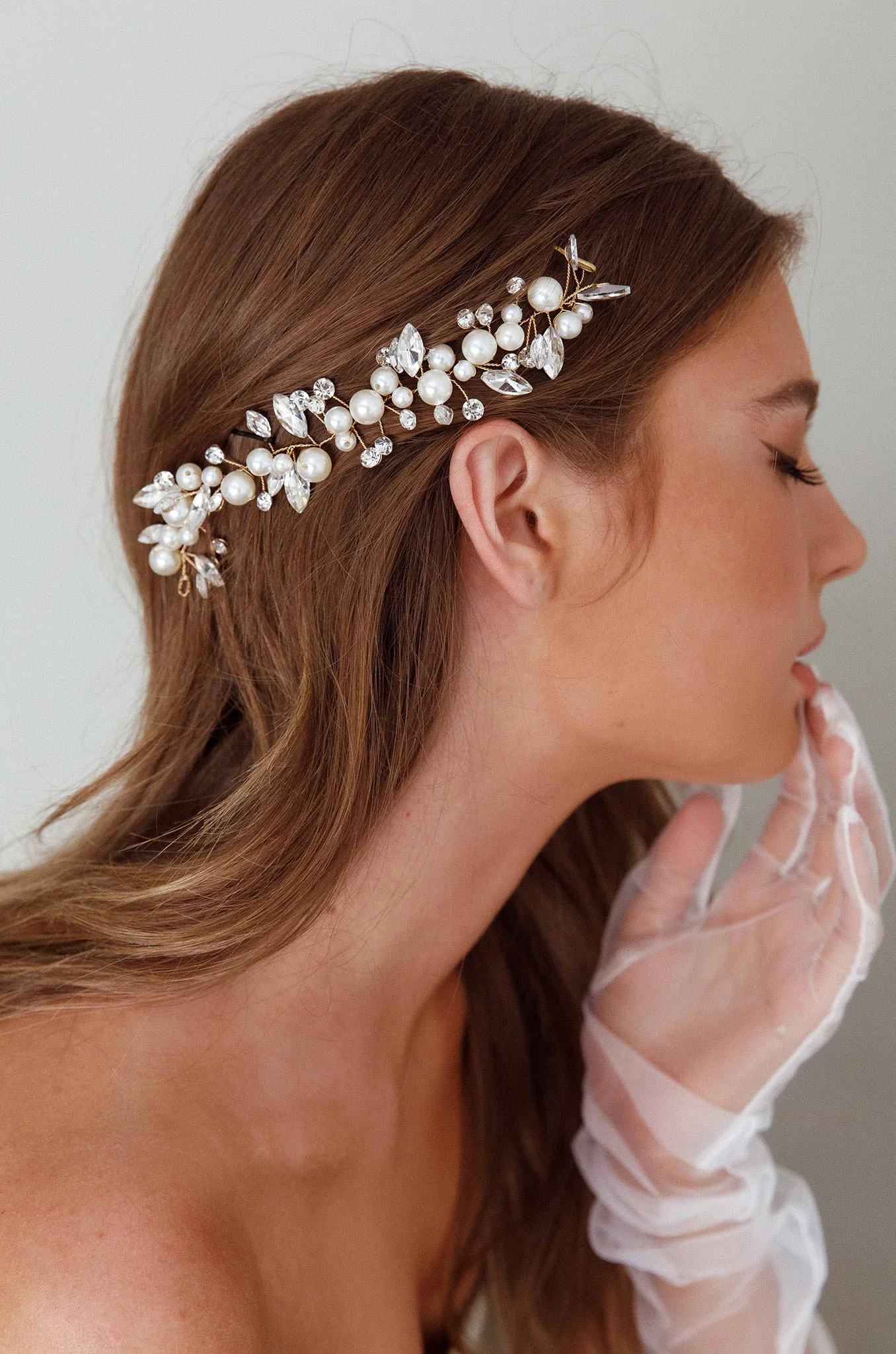 Artemis Pearl & Crystal Hair Pin Gold - Sonourner