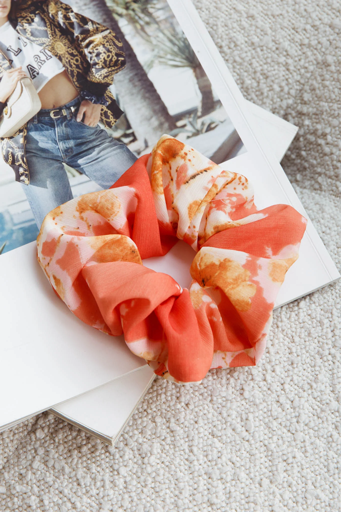 Chouchou Scrunchie Floral Orange - Sonourner