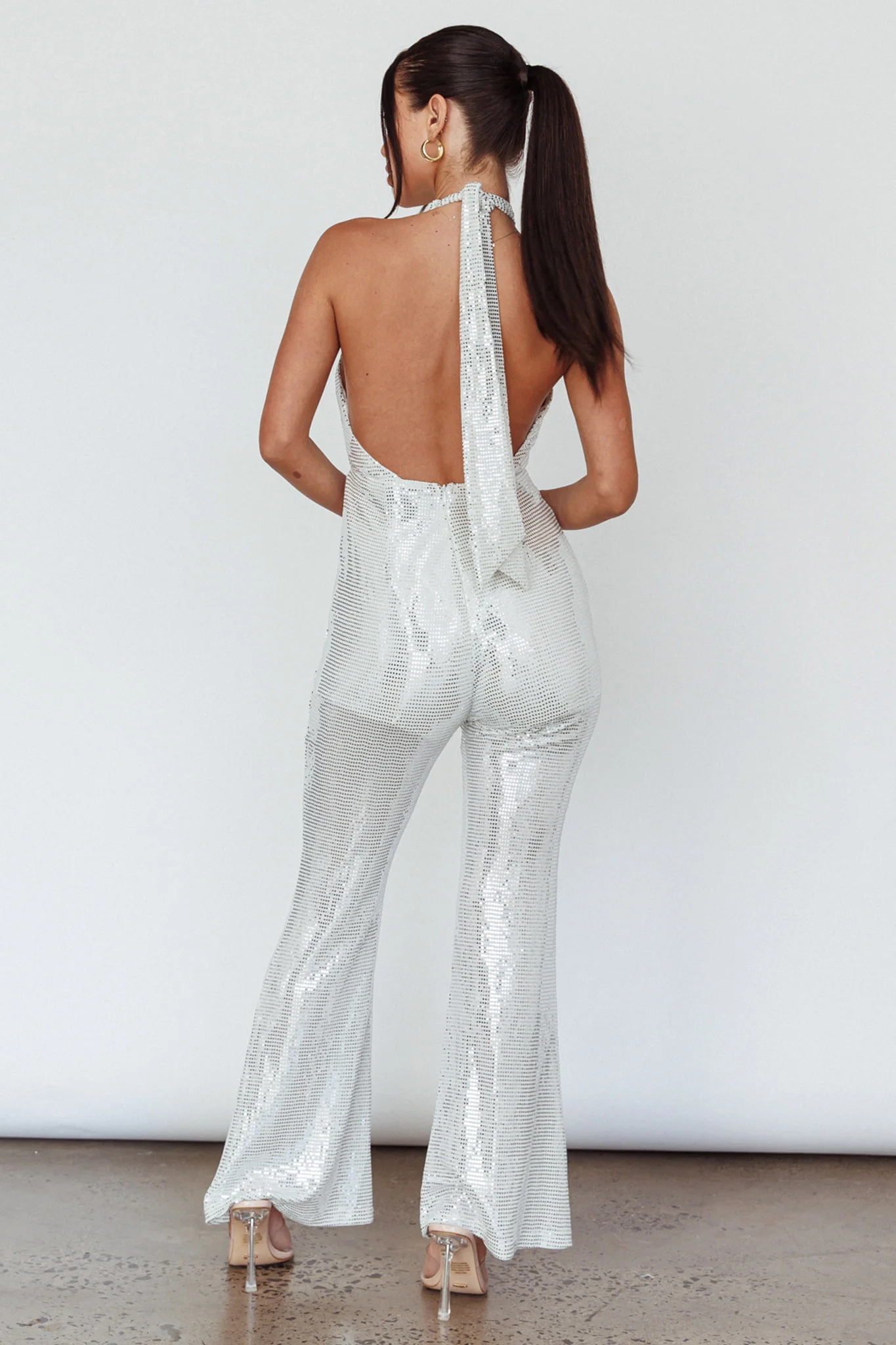 Moon In Leo Halterneck Jumpsuit Silver - Sonourner
