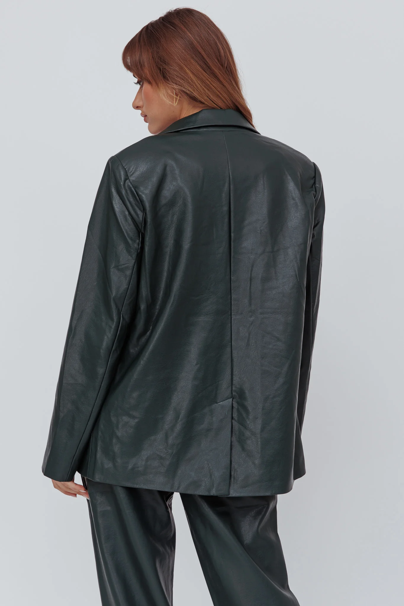 Left On Read Faux Leather Jacket Hunter Green - Sonourner