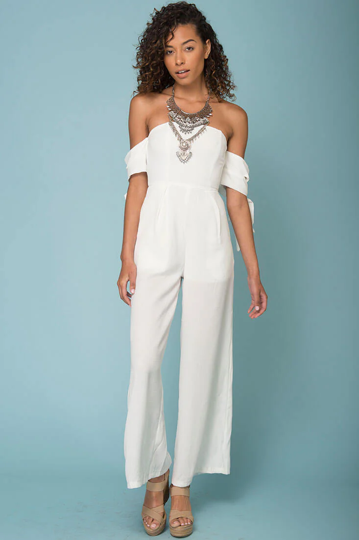 Kyndall Tube Top Jumpsuit White - Sonourner