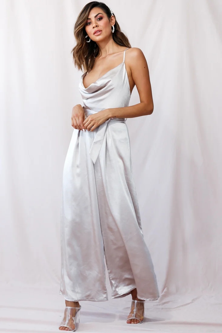Mali Wide Leg Belted Jumpsuit Champagne - Sonourner