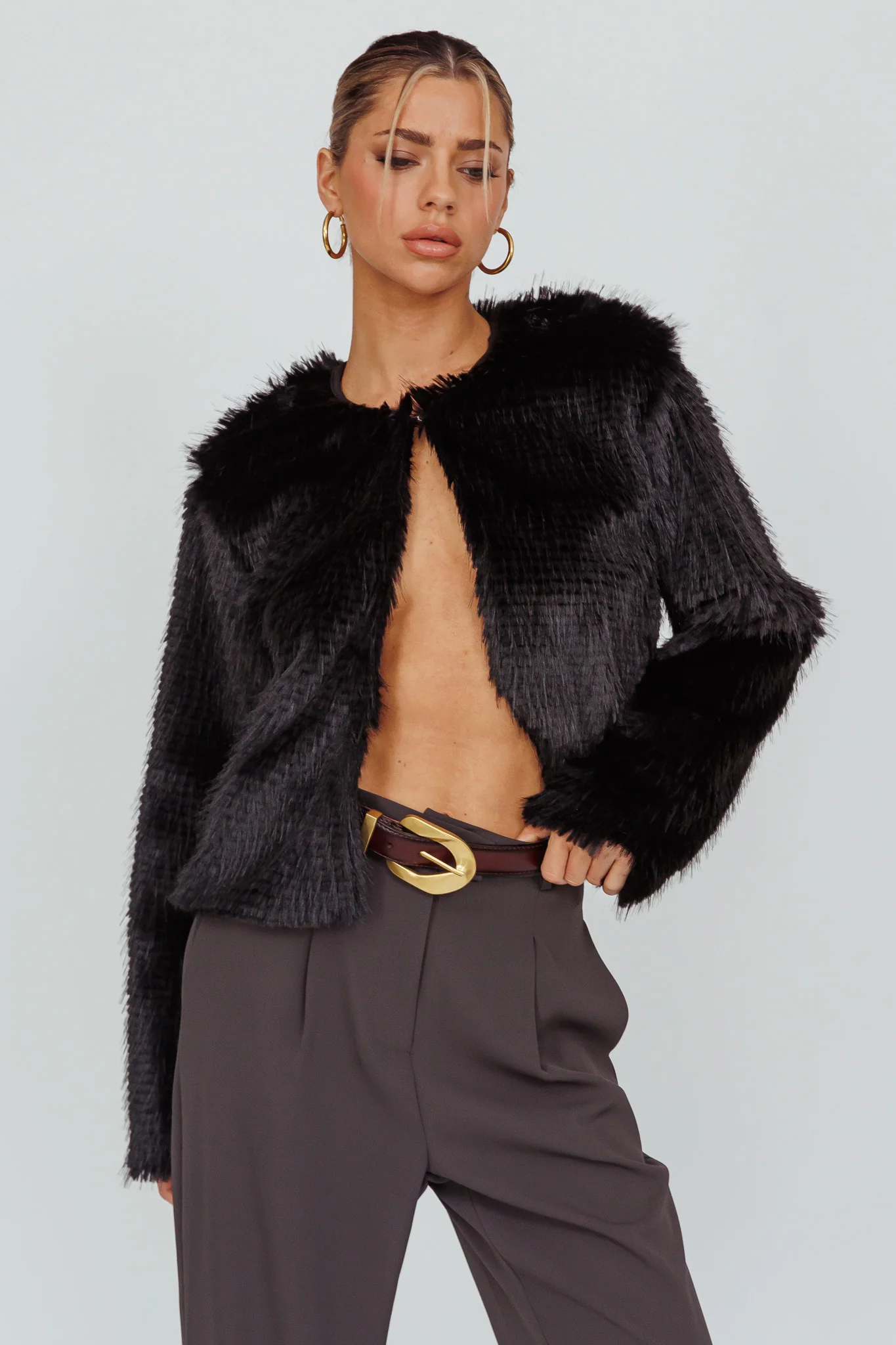 London Day Faux Fur Jacket Black - Sonourner