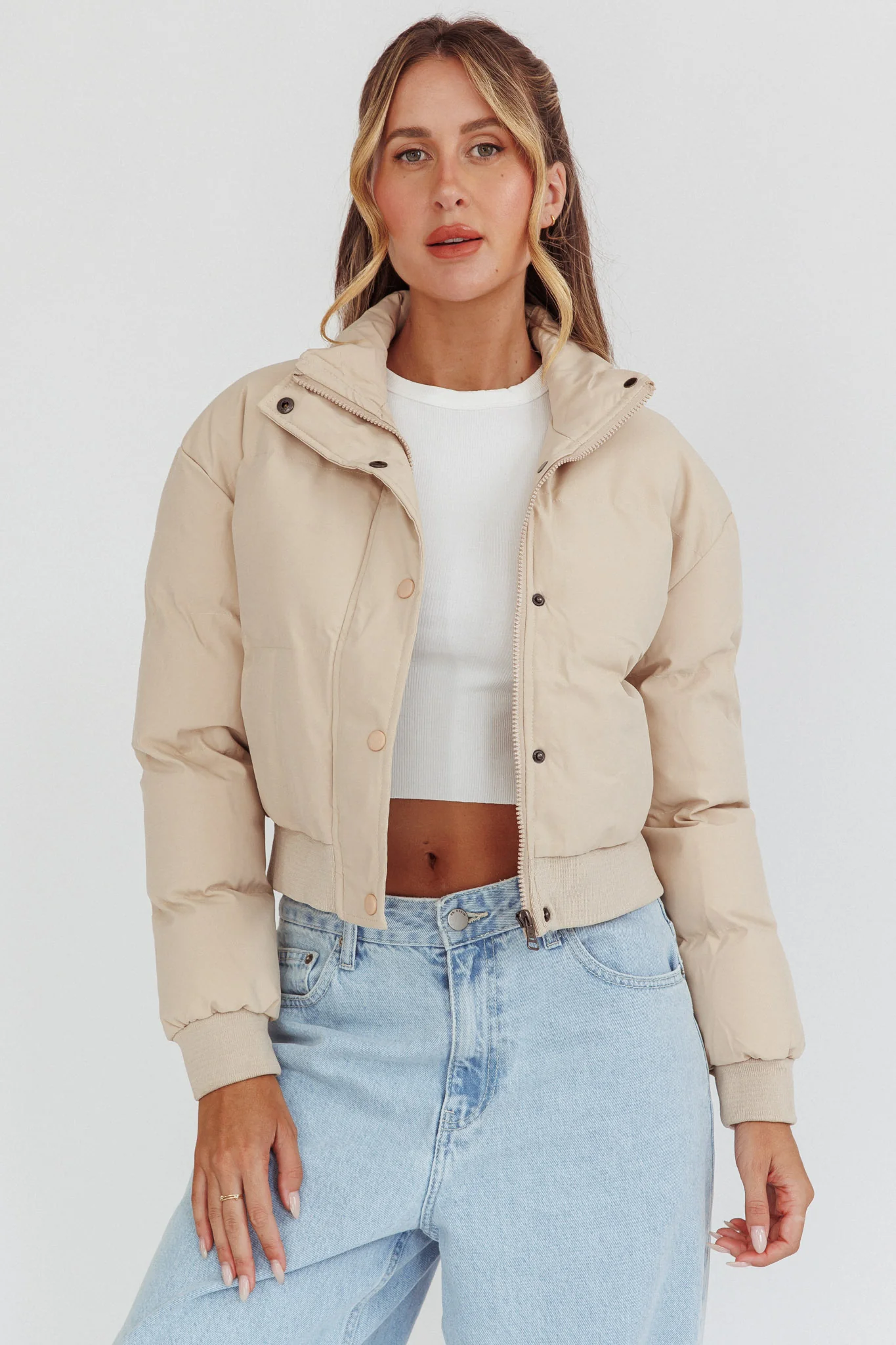 Infatuation Cropped Puffer Jacket White - Sonourner