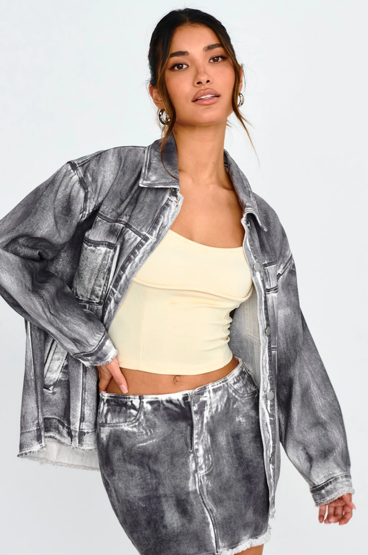 Decoy Distressed Jean Jacket Black/White - Sonourner