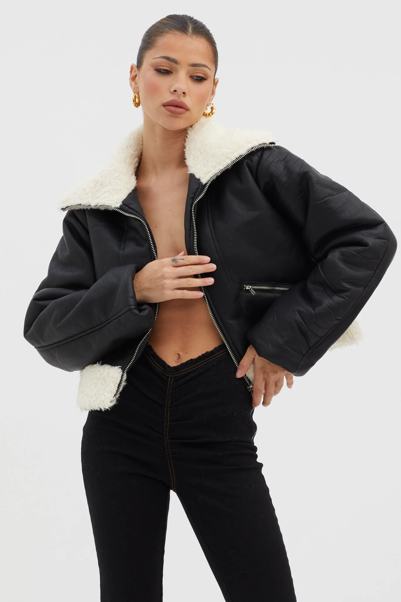 Camden Sherpa Trim Zip Jacket Black - Sonourner