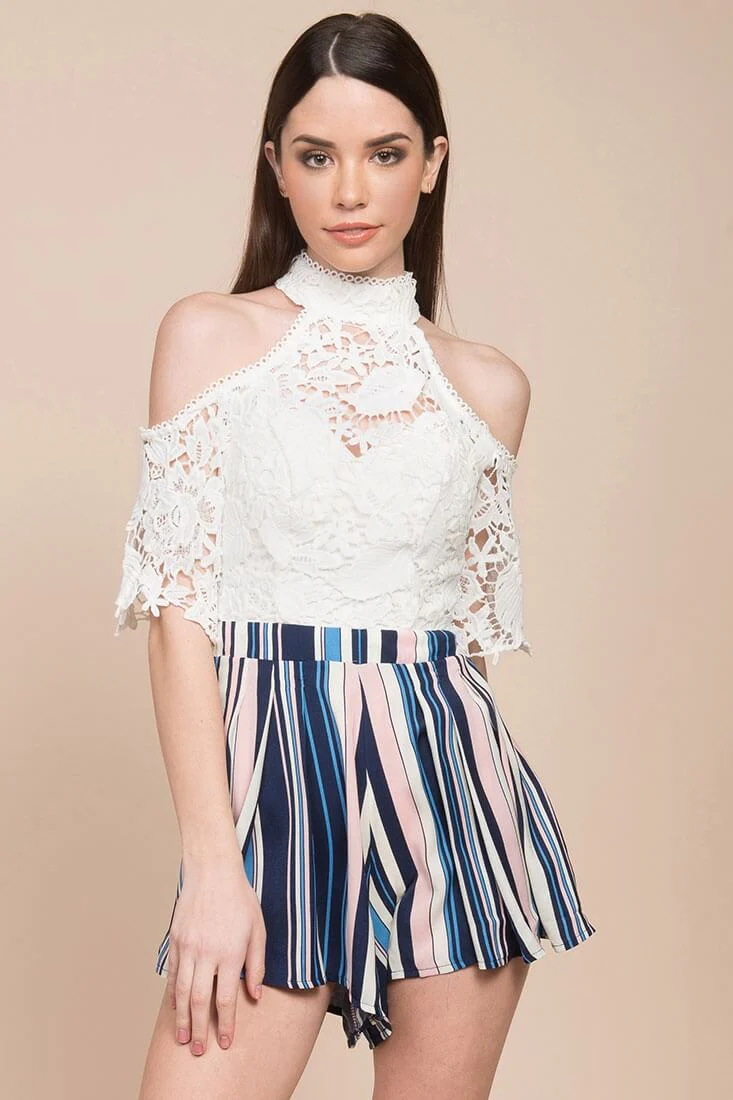 Alia Halter Top Romper White - Sonourner