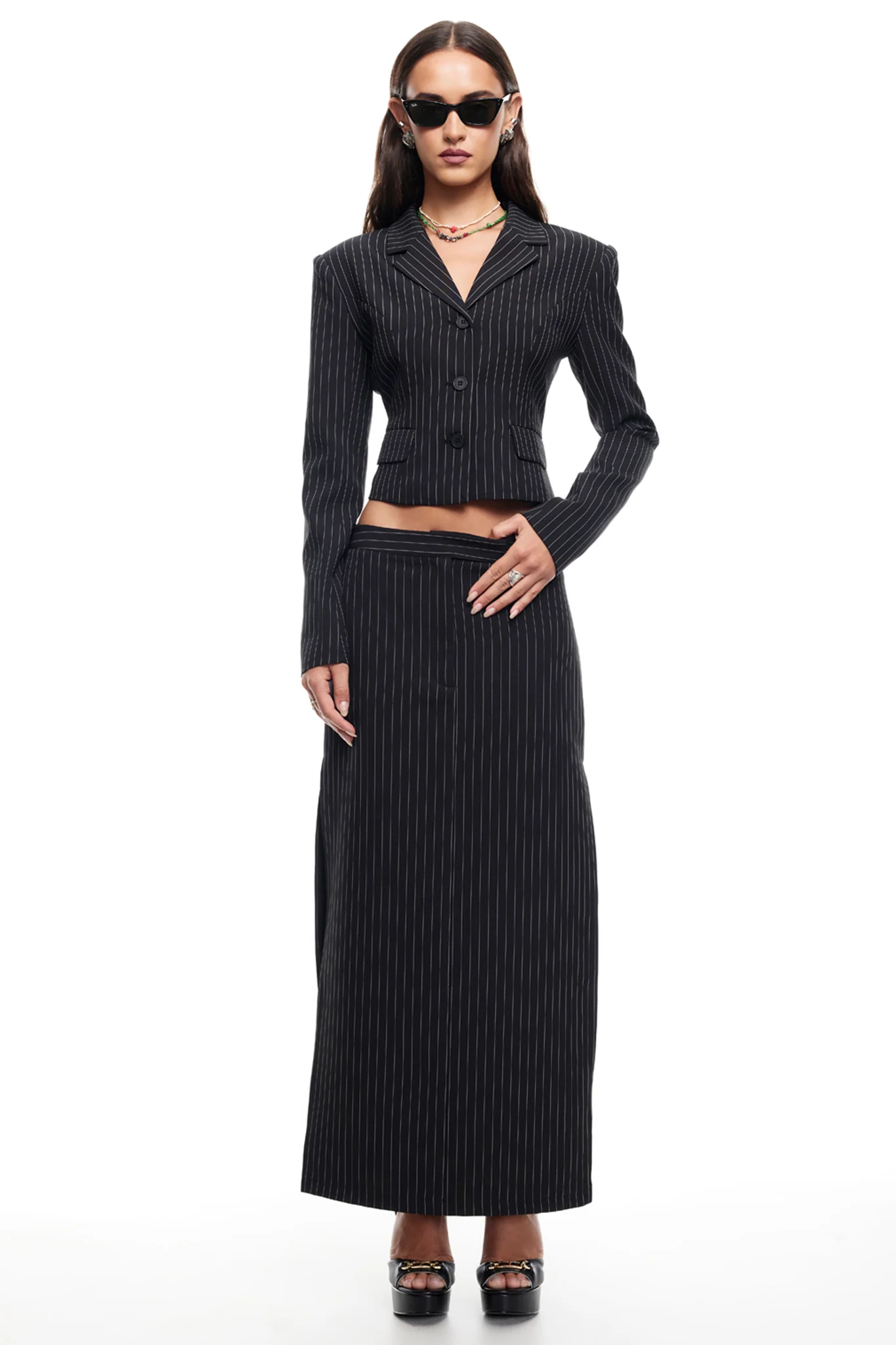 LIONESS Lune Blazer Onyx Pinstripe - Sonourner