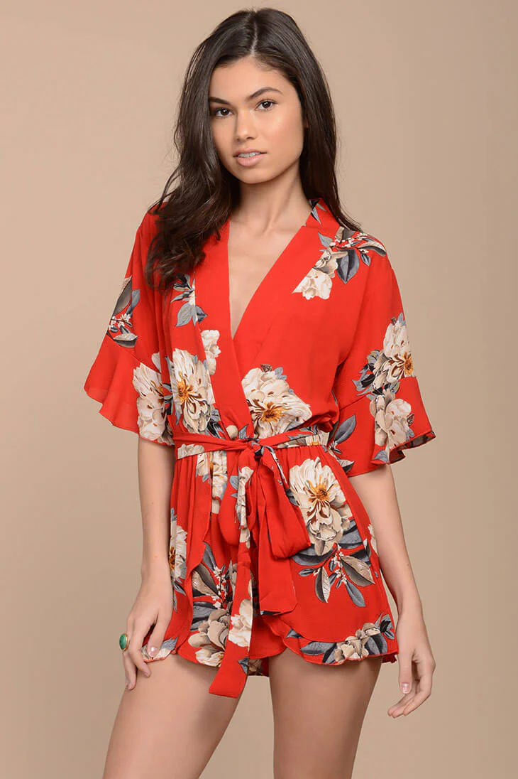 Giavanna Floral Romper Red - Sonourner