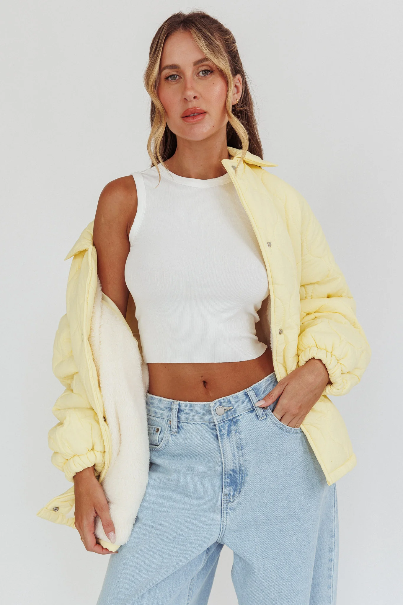 By The Fireplace Quilted Puffer Jacket Butter - Sonourner