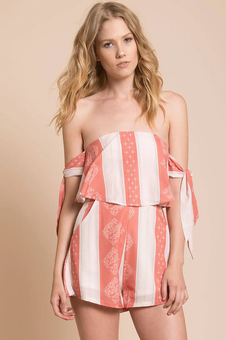 Bonnie Striped Romper Orange - Sonourner