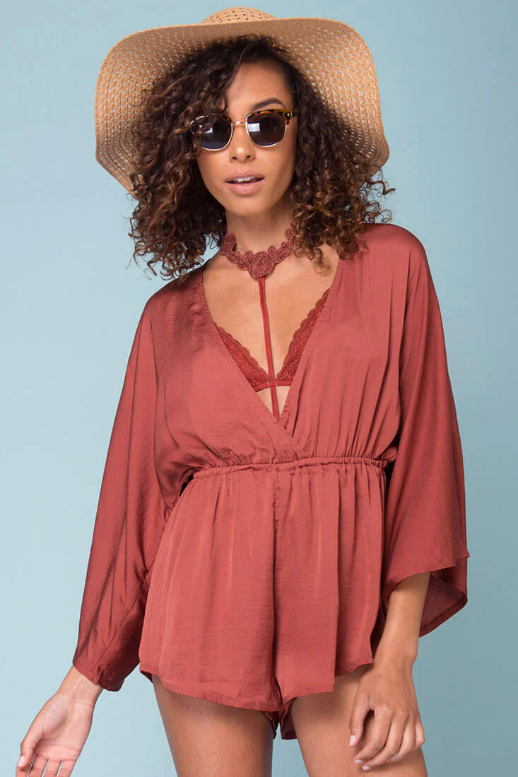 Zaylee Cute Casual Romper Brick - Sonourner