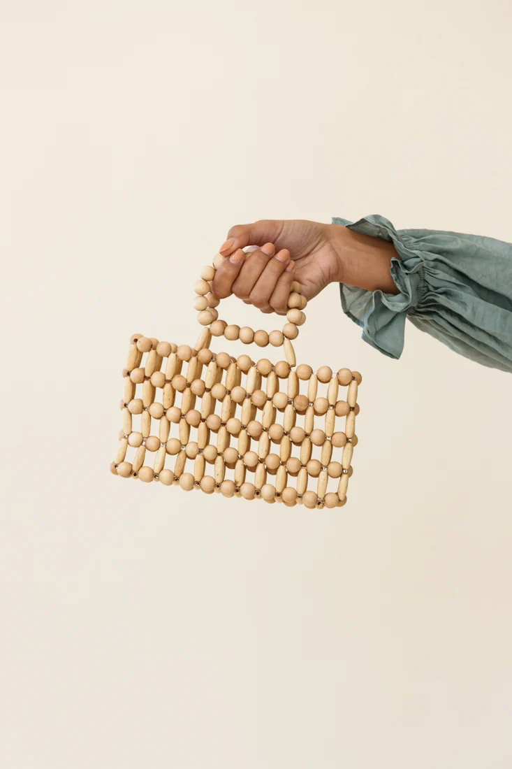 Dawn Woven Wood Bead Purse Natural - Sonourner