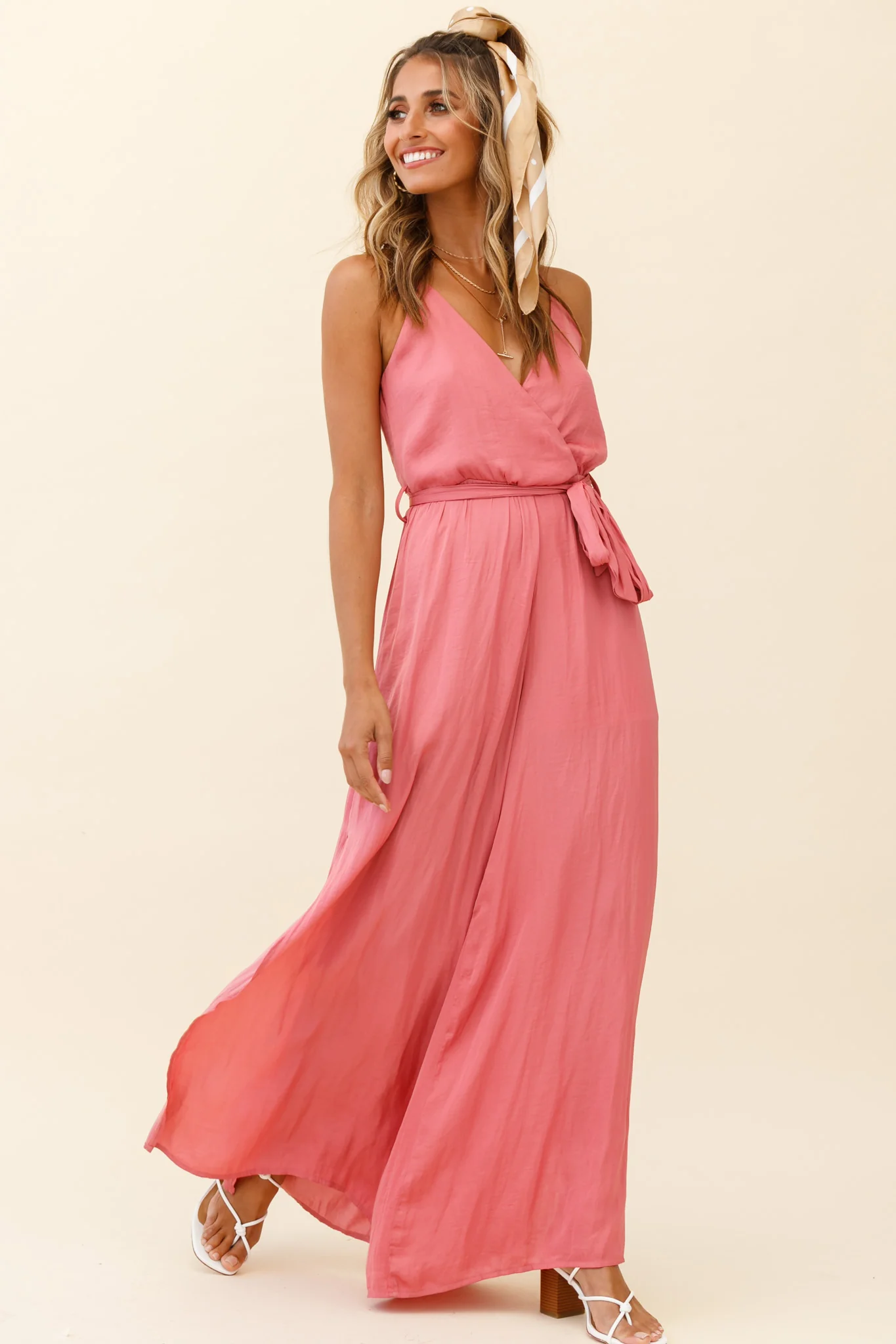 Miso Wide-Leg Cami Jumpsuit Rose - Sonourner