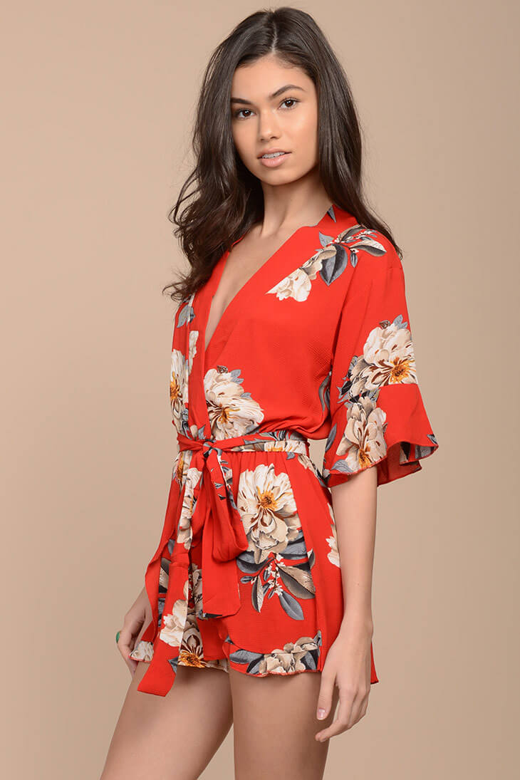 Giavanna Floral Romper Red - Sonourner