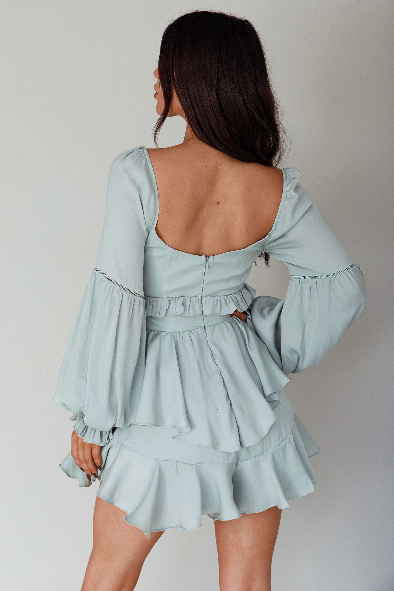 Alabama Long Sleeve Satin Romper Pistachio - Sonourner