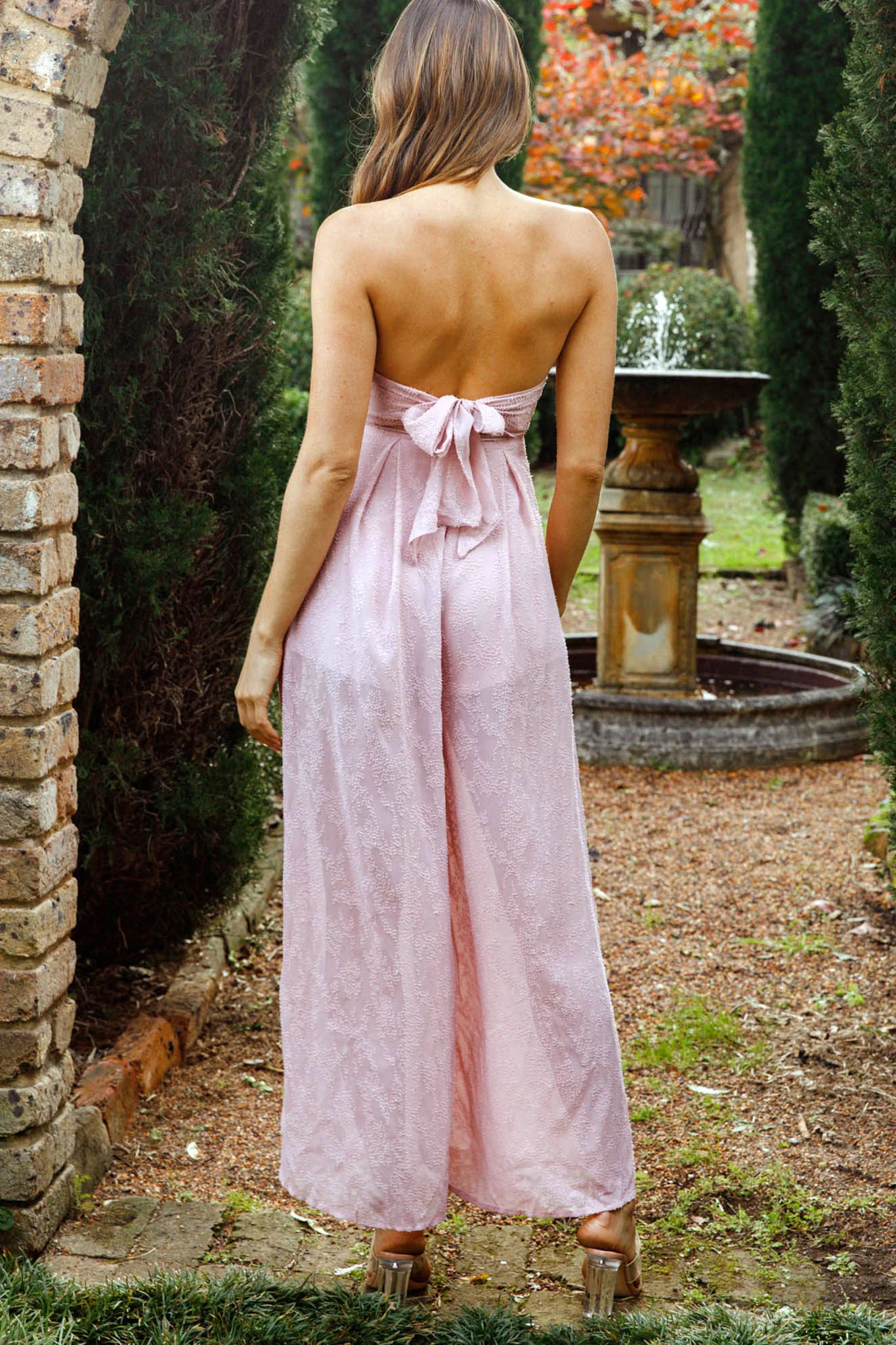 La Galerie Pintuck Pleat Bandeau Jumpsuit Blush - Sonourner