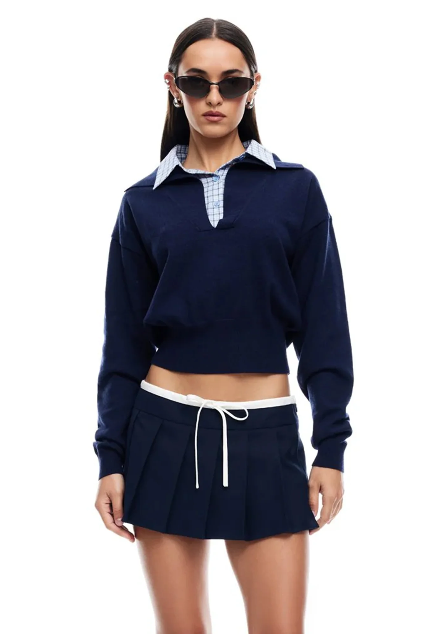 LIONESS Racquet Club Knit Sweater Navy - Sonourner