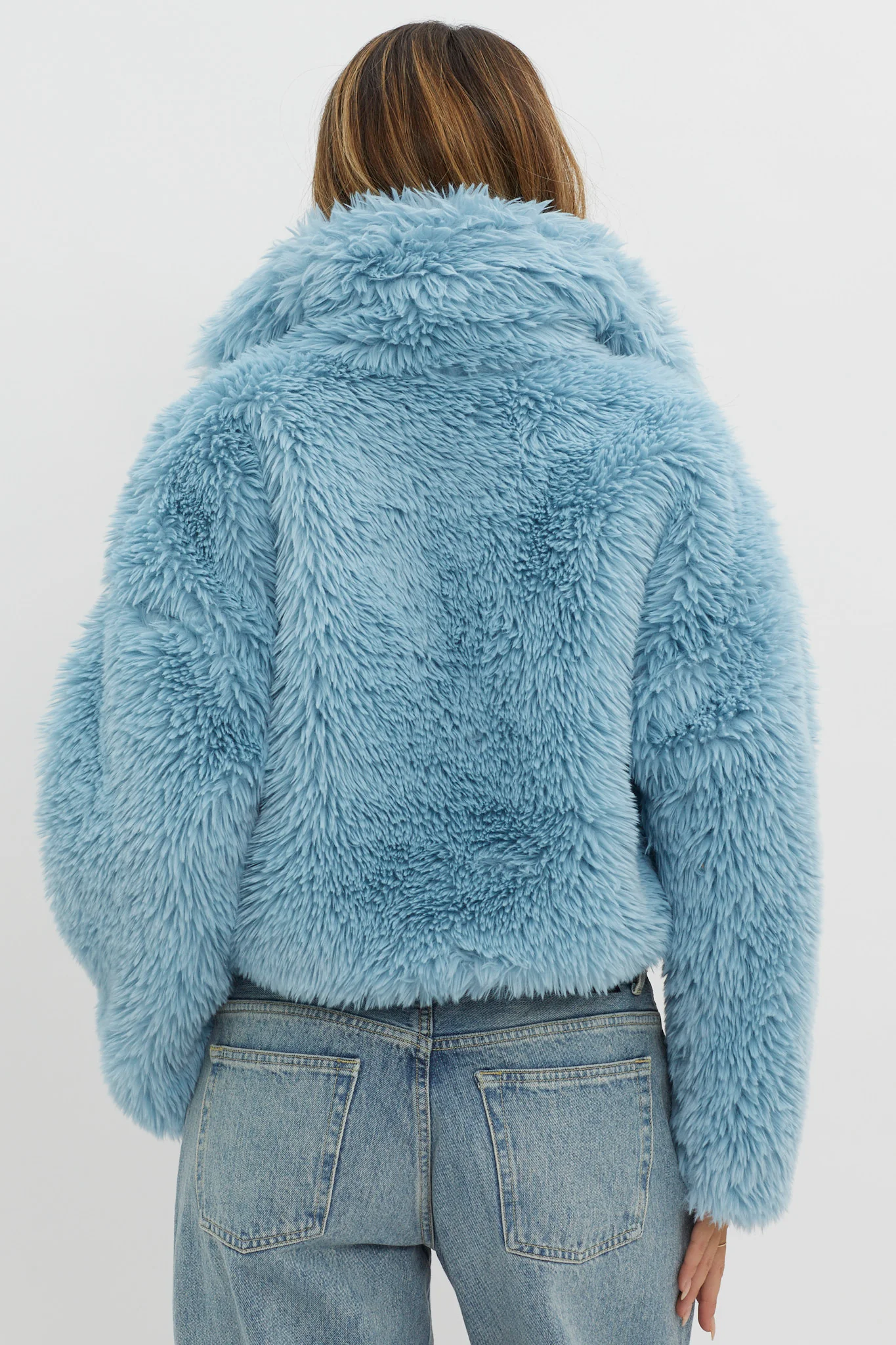 St Moritz Notch Lapel Fur Jacket Blue - Sonourner