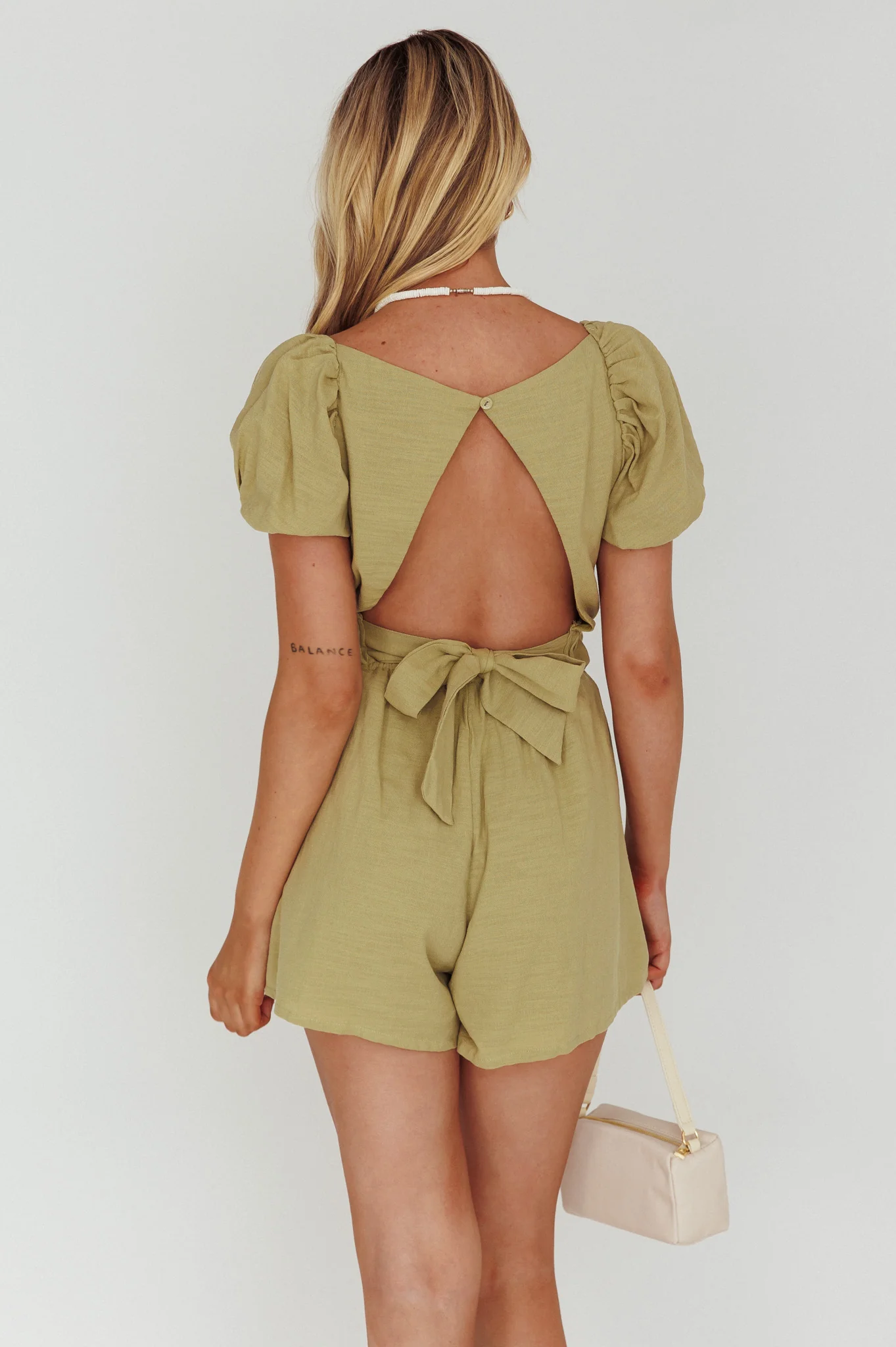 Alexis Elasticated Waist Romper Avocado - Sonourner