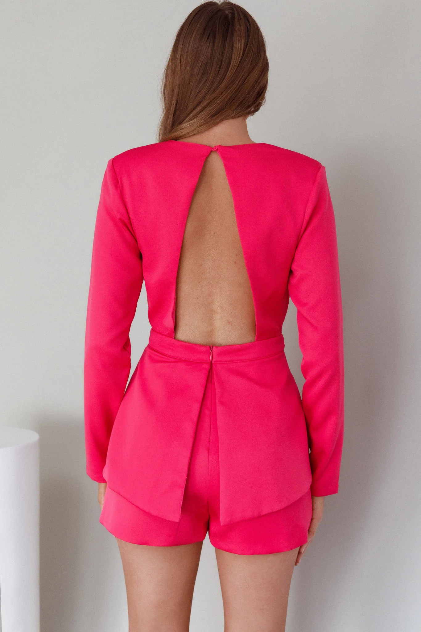 Ennis Long Sleeve Structured Romper Pink - Sonourner
