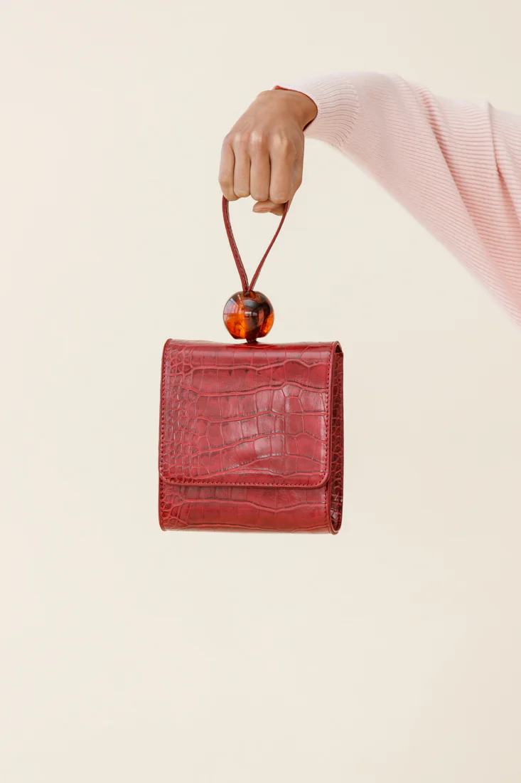 Audrey Wrist Strap Bead Purse Wine - Sonourner