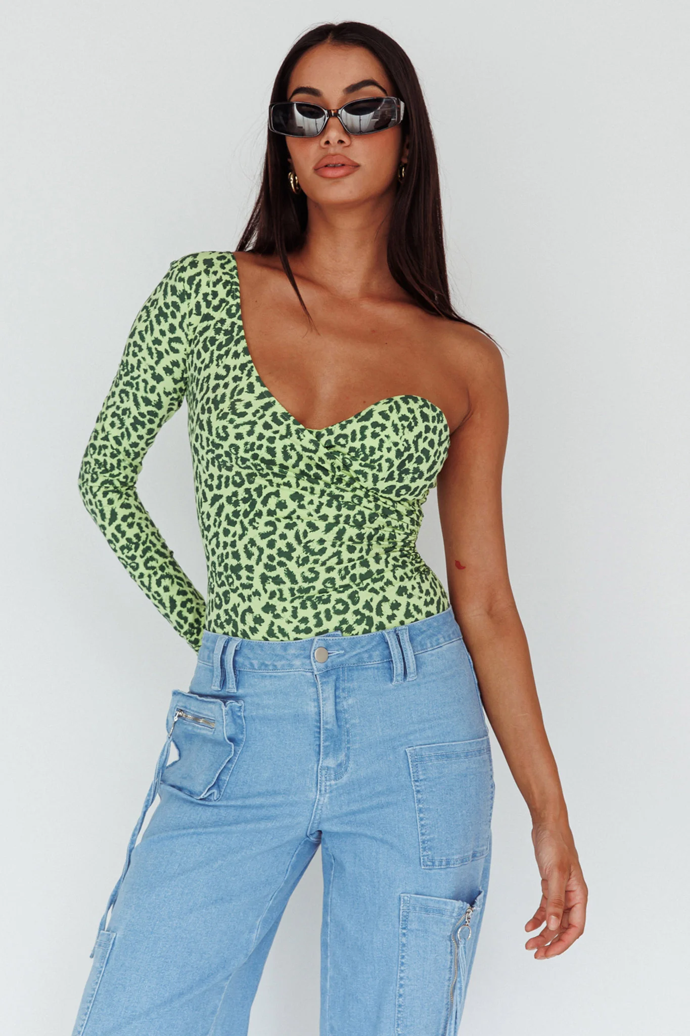 Fifi One Sleeve Bodysuit Leopard Apple - Sonourner