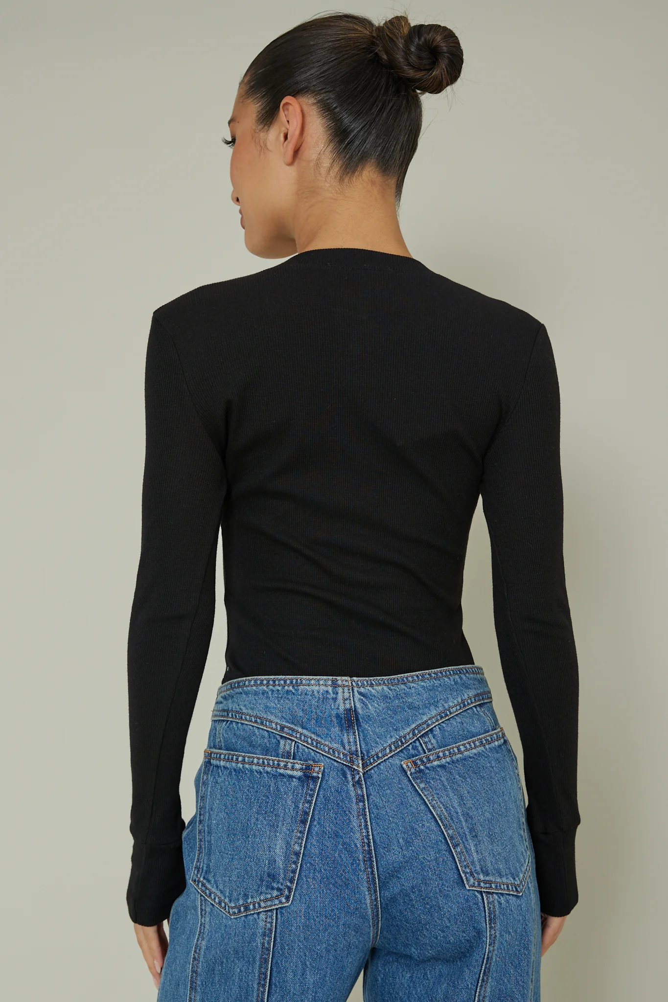 Henley Snap Front Bodysuit Black - Sonourner