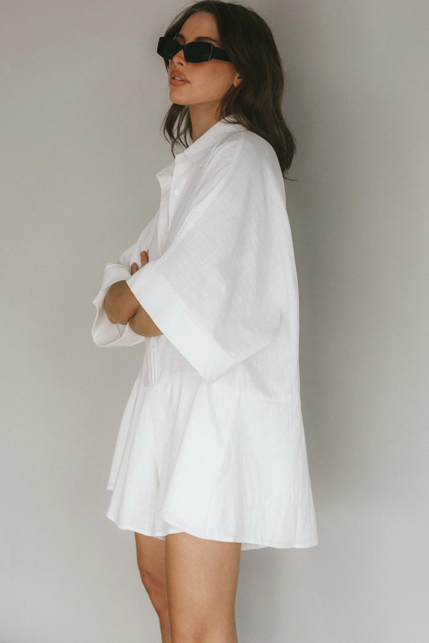 Daytona Beach Button-Up Romper White - Sonourner