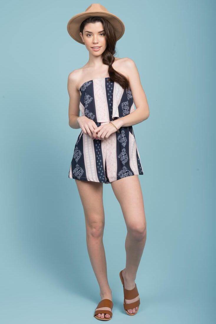 Monserrat Cute Striped Romper Navy - Sonourner