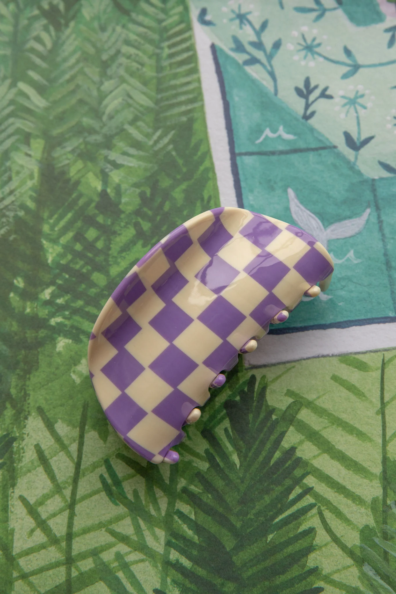 Kitsch Checkered Hair Clip Purple - Sonourner