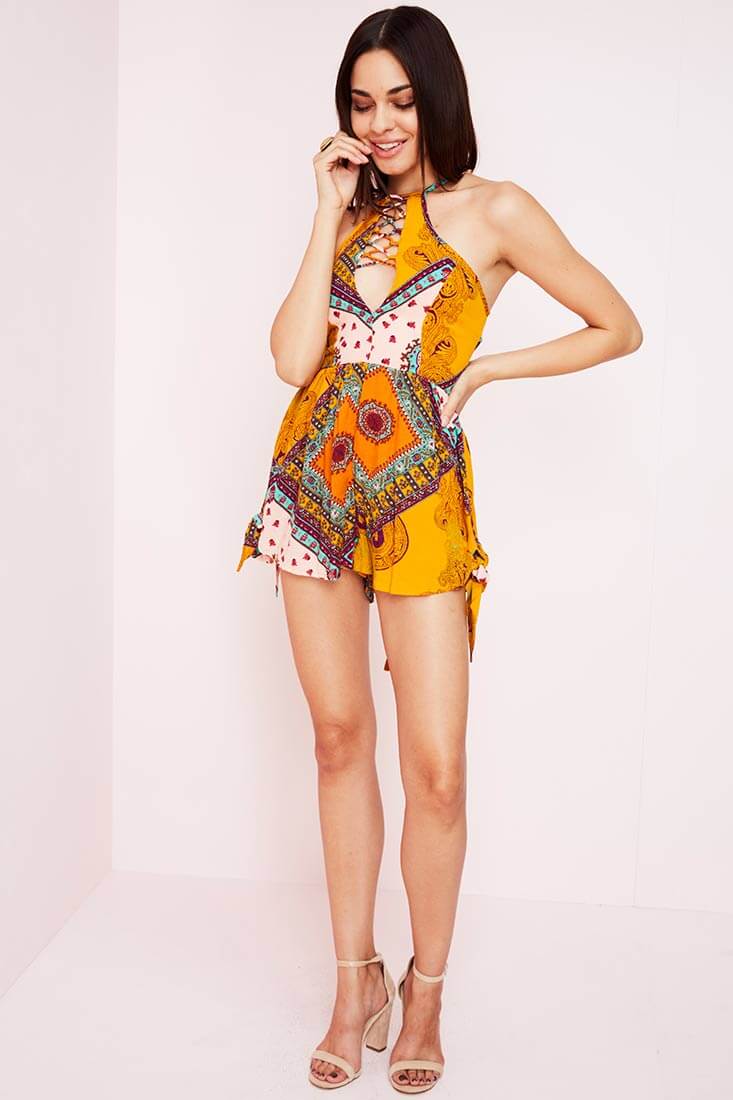Milou Havana Romper Orange Print - Sonourner