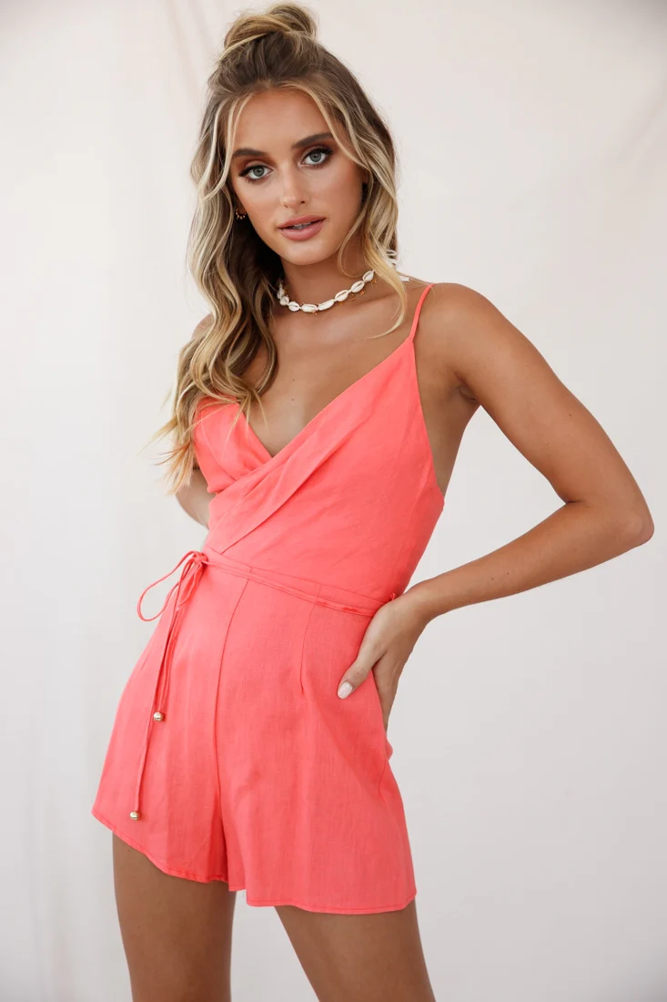Westminster Cami Strap Wrap Top Romper Tangerine - Sonourner