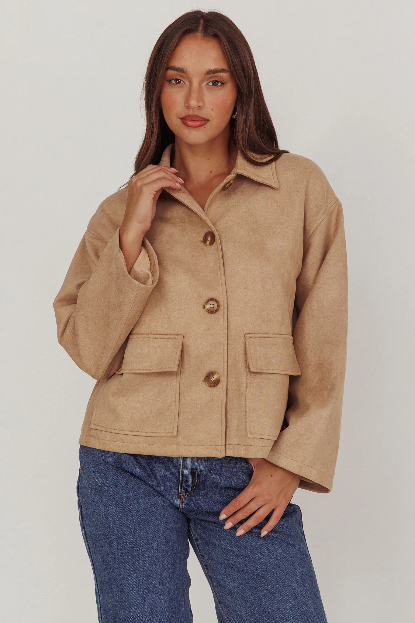 Everett Front Pocket Button Jacket Beige - Sonourner