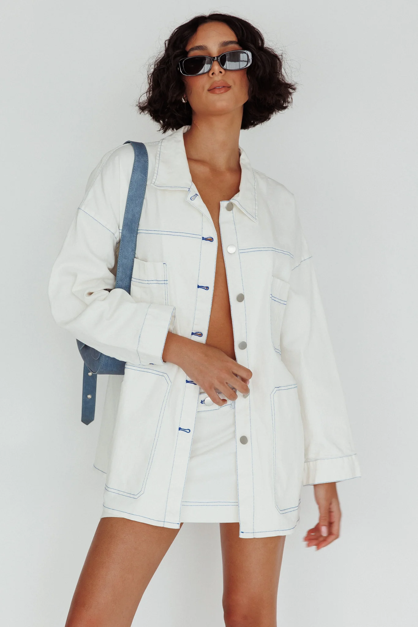 Back Row Oversized Pocket Jacket White - Sonourner