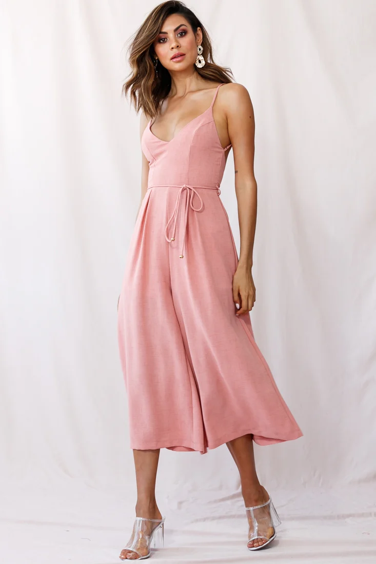 Brighton Low Back Wide Leg Jumpsuit Rose - Sonourner
