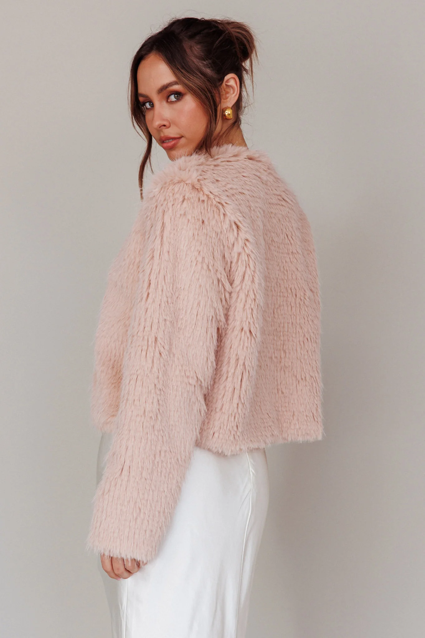 London Day Faux Fur Jacket Blush - Sonourner