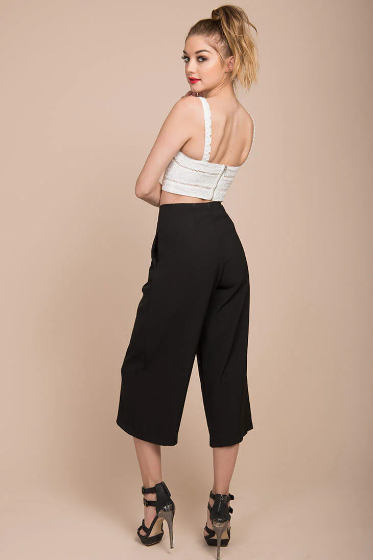 Stark High Waistline Gaucho Pants Black - Sonourner