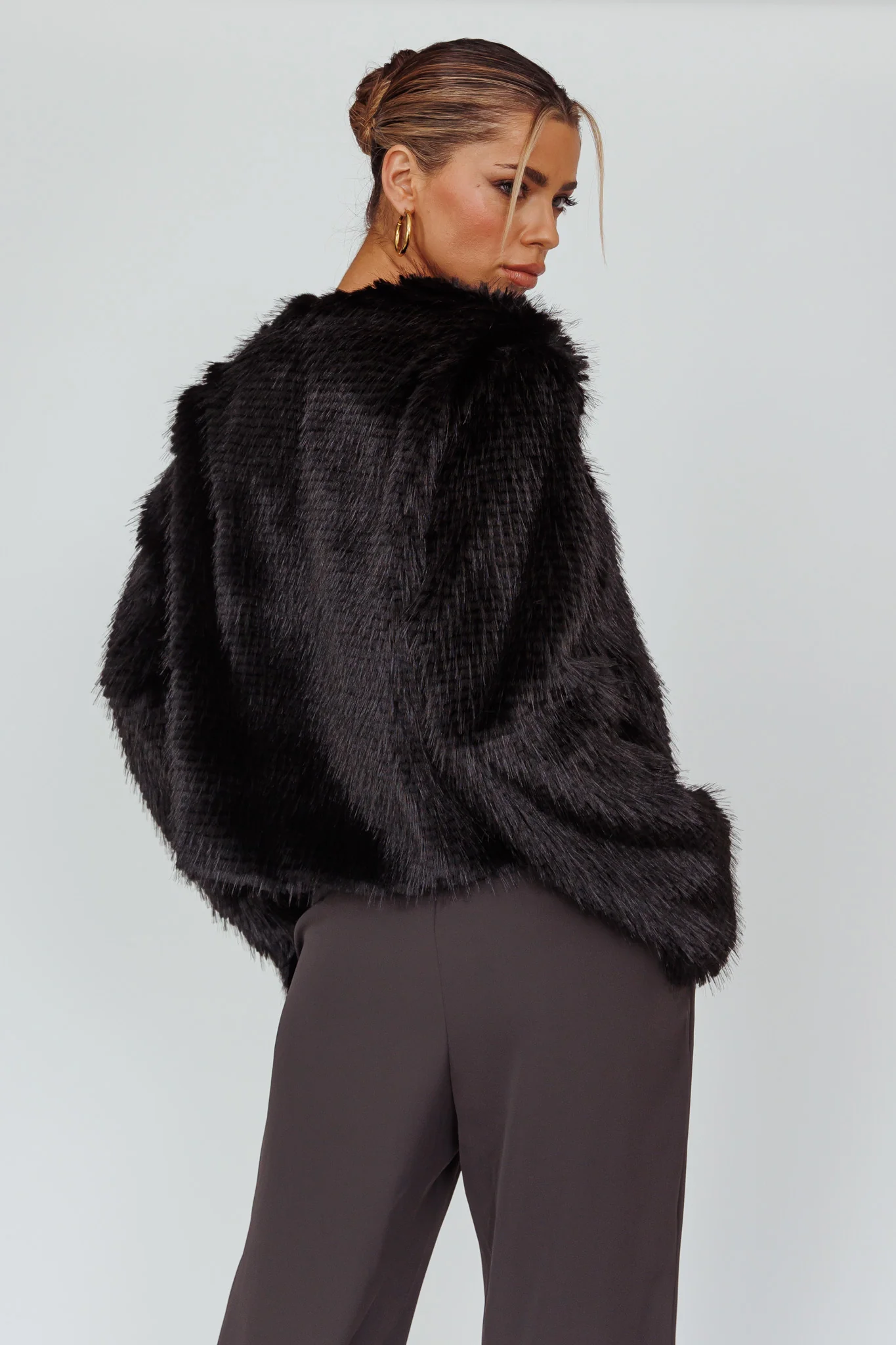 London Day Faux Fur Jacket Black - Sonourner