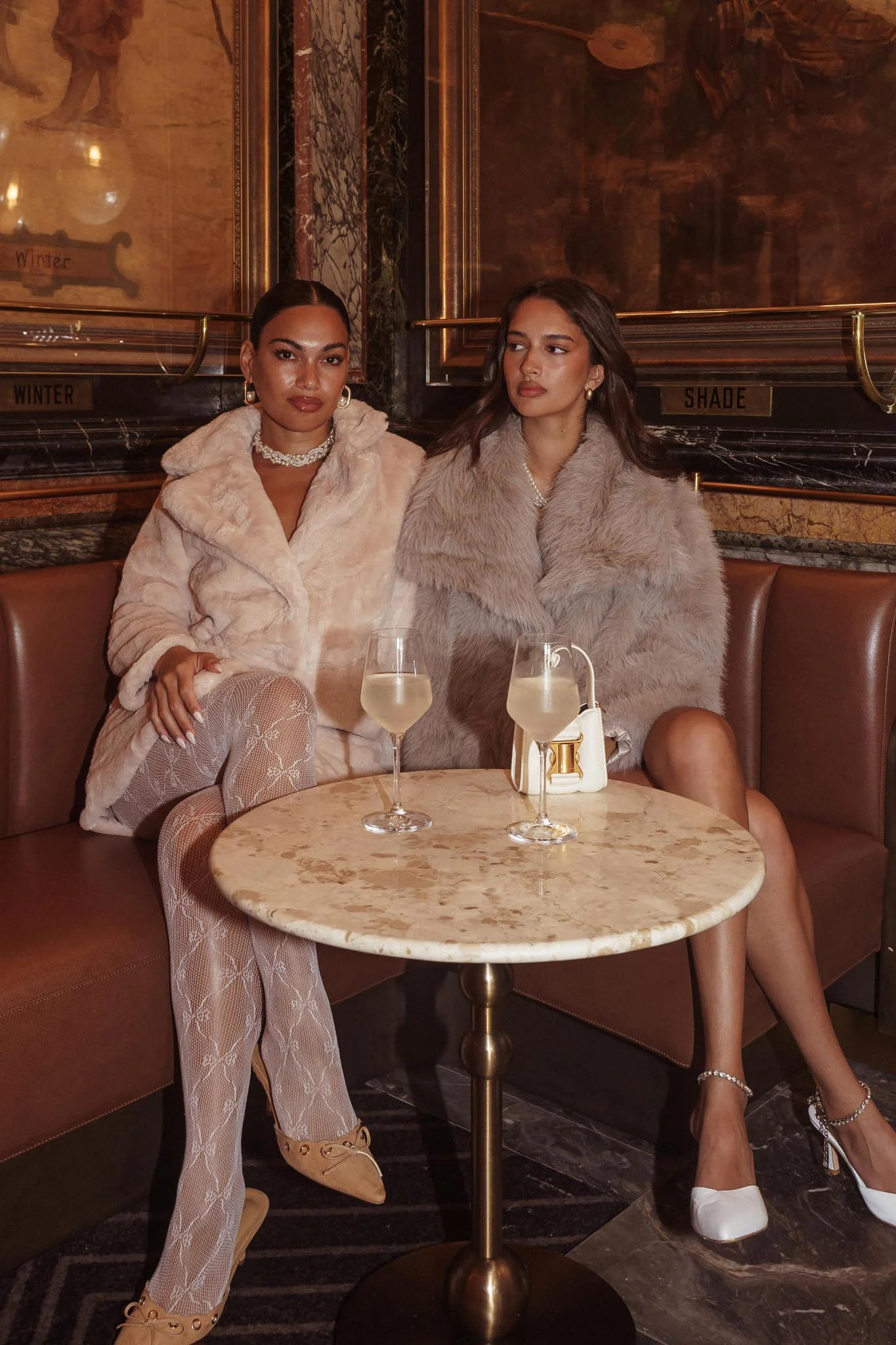 Perceptions Longline Faux Fur Coat Beige - Sonourner