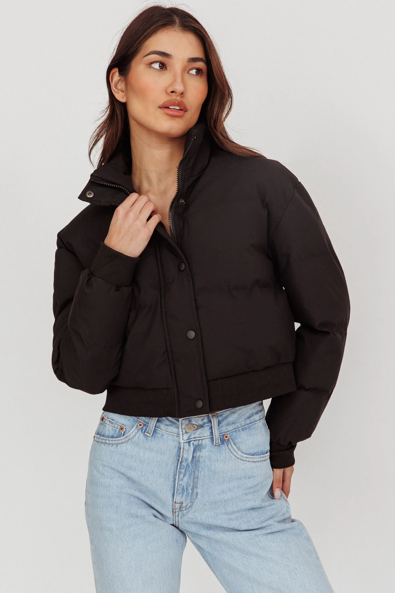 Infatuation Cropped Puffer Jacket Black - Sonourner