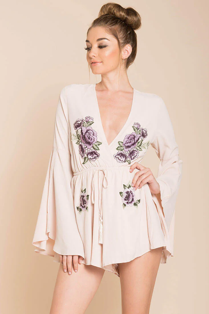 Lailani Floral Romper Nude - Sonourner