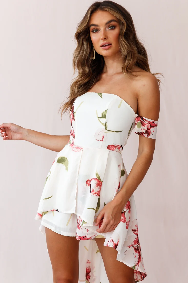 Jessa High-low Summer Brunch Romper Off White - Sonourner
