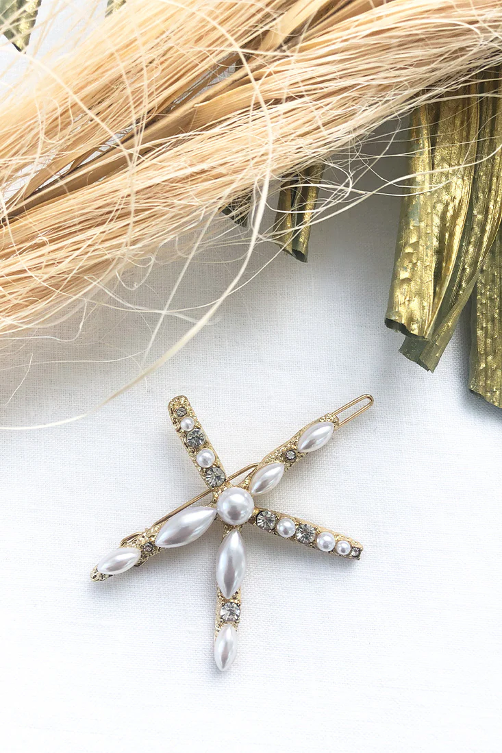 Esme Pearl Starfish Hair Pin Gold - Sonourner
