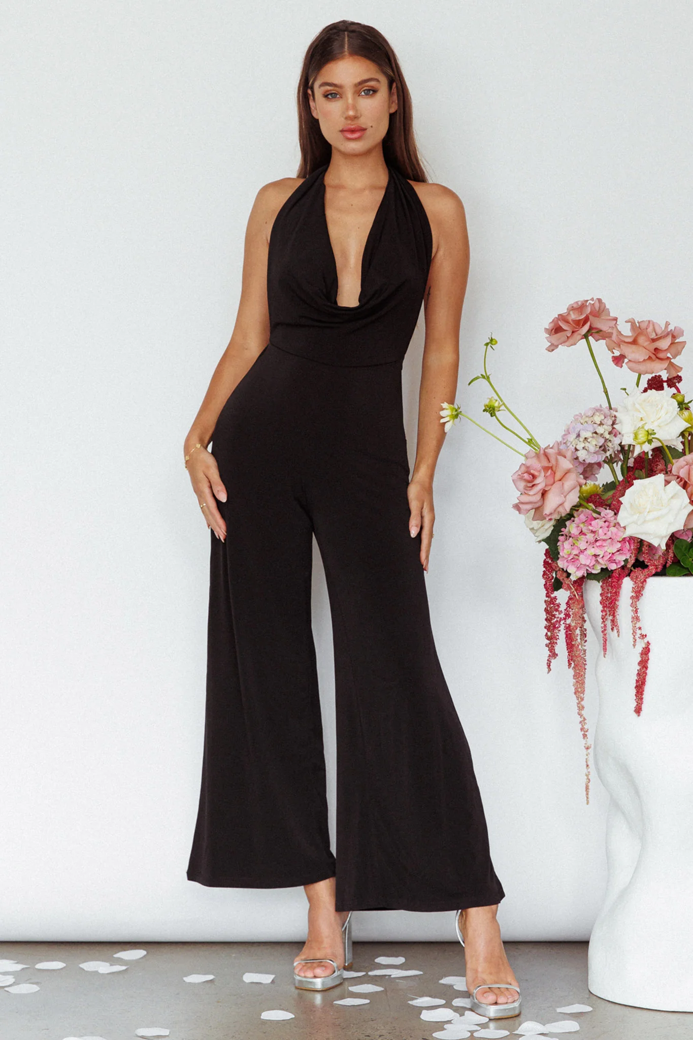 Emanuella Halterneck Split Jumpsuit Black - Sonourner