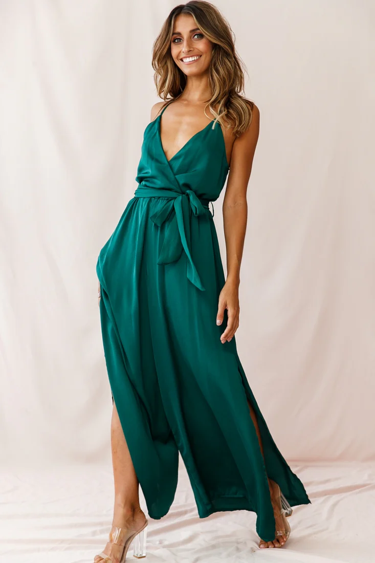 Miso Wide-Leg Cami Jumpsuit Forest Green - Sonourner