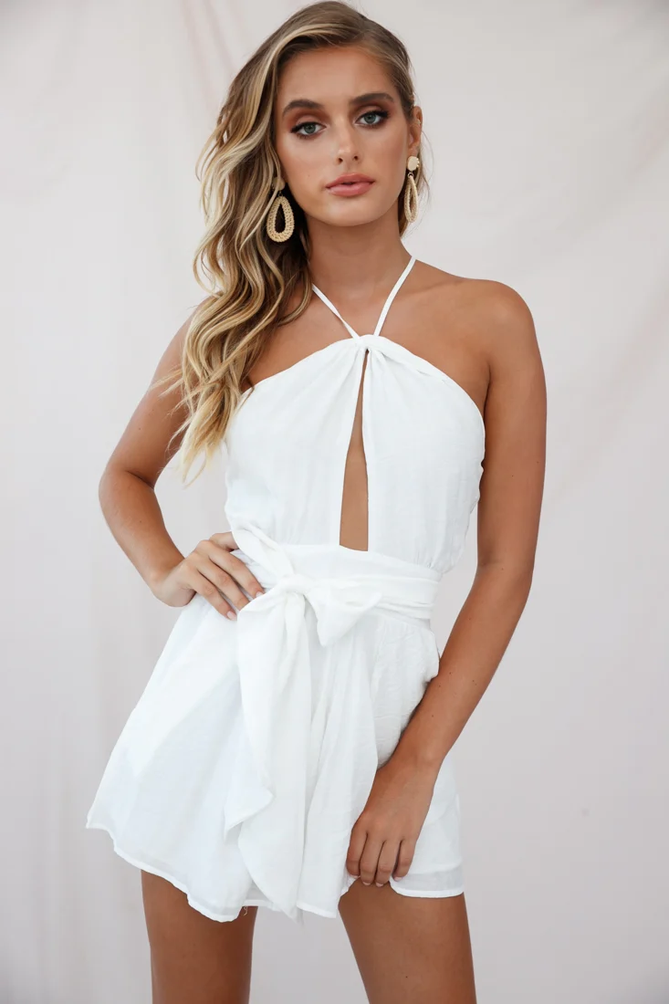 Belle Fit and Flare Romper White - Sonourner