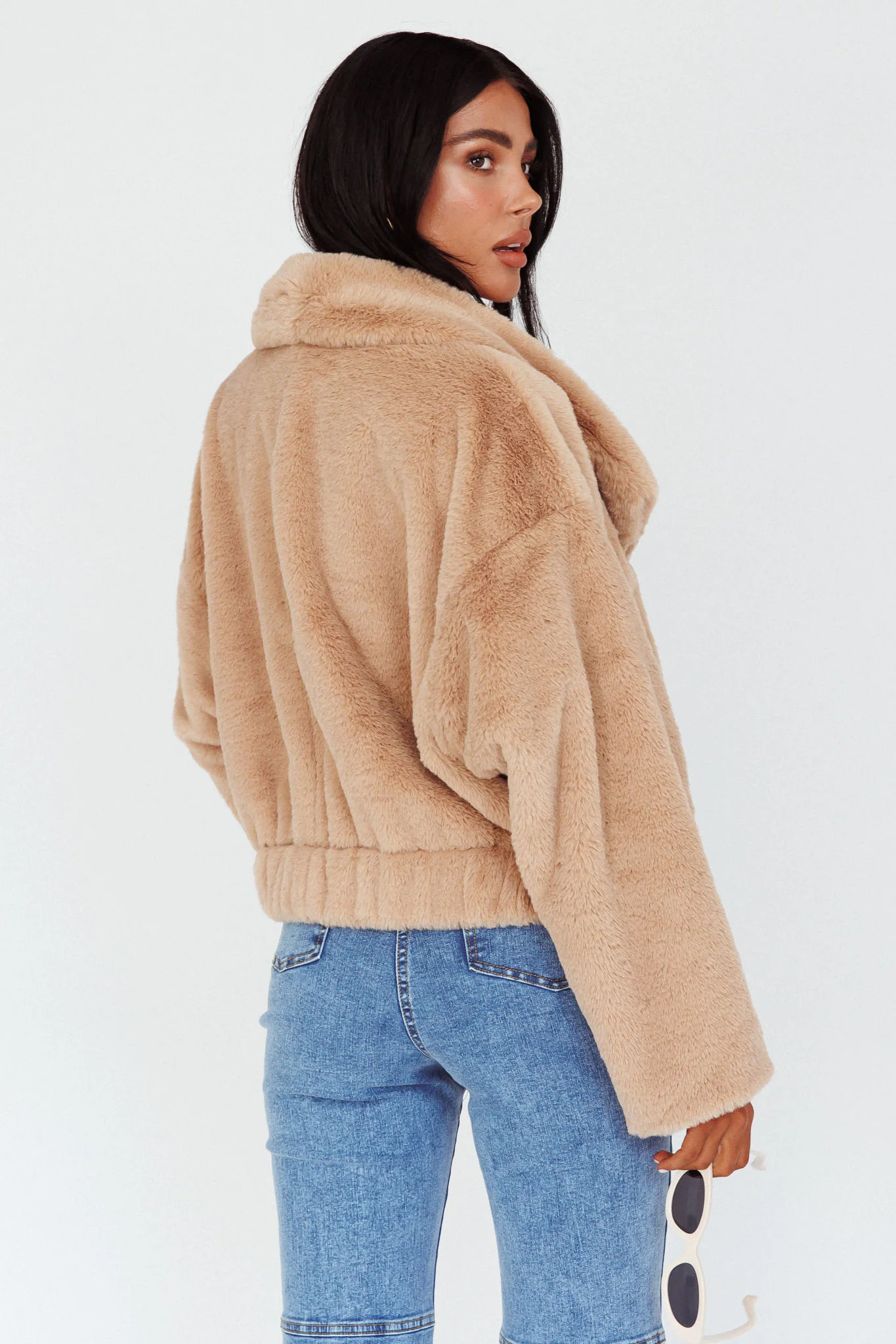 Yaro Long Sleeve Faux Fur Jacket Camel - Sonourner